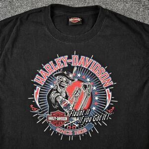 Harley-Davidson T-Shirt Men's L USA Motorcycle Uncle Sam Dalton GA Skull America
